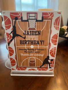 a birthday card with basketballs on it