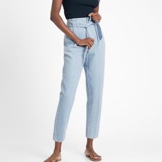 Banana Republic Petite 24 High Rise Paper Bag Belted Pants Jeans Bnwt Belted Jeans, Petite Shorts, Belted Pants, Banana Republic Pants, High Rise Pants, Recycled Cotton, Denim Women, Jeans Pants, Banana Republic