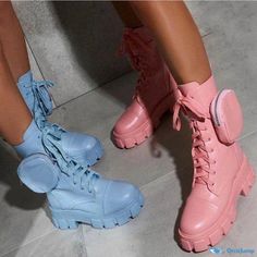 Orcajump - Martin Boots with Chunky Platform and Thick Sole Flat Shoes Martin Boots, Chunky Platform, Light Blue Color, Flat Shoes, Shoes Flats, Light Blue, Blue Color, Boots, Heels