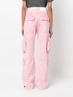 light pink cotton denim bleached effect high-waisted belt loops logo patch to the rear front button and zip fastening two side cargo pockets two side slash pockets two rear flap pockets two side flap pockets wide leg floor-length Cargo Jeans, Pink Cotton, Flap Pocket, Patch Logo, Floor Length, Light Pink, Bleach, Top Brands, Wide Leg