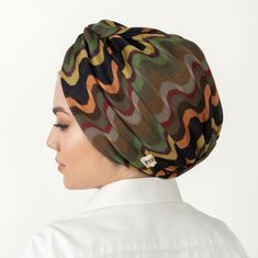 note: Our products are designed to accommodate all hair and fit all head sizes with stretchy fabrics. However, for situations such as chemotherapy, we kindly request you order a smaller size.  Elevate your style with our exquisitely crafted handmade turban hats, meticulously designed for women who appreciate both fashion and comfort. Each turban is lovingly knitted using a fine, breathable fabric adorned with a captivating zigzag pattern, ensuring a luxurious feel against your skin. Our turbans are not just accessories; they're statements of individuality, offering a burst of color and personality to any ensemble. Whether you're stepping out for a special event or simply want to add a touch of flair to your everyday look, our turbans are the perfect choice. They effortlessly transition fro Multicolor Casual Turban Headband, Casual Multicolor Turban Headband, Casual Multicolor Headband Turban, Casual Multicolor Turban One Size Fits Most, Traditional Green Turban, Turban Diy, Alopecia Headwear, Women Turban, Fashion Turban