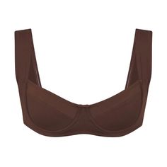 Skims Shaping Swim Unlined Underwire Bikini Top In Cocoa This Supportive Underwire Bikini Top Offers Light Lift And Natural Rounding For Your Bust. Features Thick Nonadjustable Straps And Snap Back Closure. Size: Xxs New With Tag Color: Cocoa - Sold Out Online - Underwire For Support, Open Wide Neckline, Thick Non Adjustable Straps, Back Branded Clasp Closure - 78% Polyamide / 22% Elastane - Rinse With Cold Water After Wearing, Hand Wash Cold, Do Not Bleach, Hang To Dry, Do Not Tumble Dry, Do No Fitted Low-cut Swimwear With Adjustable Straps, Summer Nylon Padded Bra, Fitted Swimwear With Underwire And Bra Friendly, Chic Fitted Swimwear With Removable Bra Pads, Padded Fitted Low-cut Swimwear, Fitted Low-cut Padded Swimwear, Brown Nylon Swimwear For The Beach, Fitted Nylon Bra For Summer, Chic Fitted Bra With Padded Cups