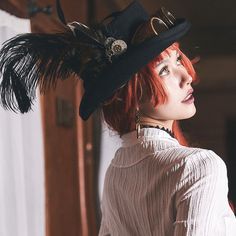 The price is for a hat only, others are not included.  Garment Size   	 		 			Size 			S 			M 			L 			XL 		 		 			Head Circumference 			54-56 			56-58 			58-60 			60+ 		 		 			Height 			15 			15 			15 			15 Steampunk Black, Woolen Hat, Head Circumference, Feathers, Cute Outfits, Hats, Clothes, Black