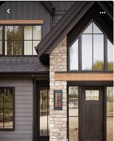 the front door of a house with two windows