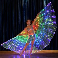 PRICES MAY VARY. For: The LED butterfly wing is for Halloween costume, belly dance, carnival, music rave or any event you might be attending. Amazing Effect: Our glowing LED wing is an illuminating way to light up your body in the crowds, gorgeous at night, You are going to shine brightly for Halloween. Kids Gift Idea: The Light up wings made your kids more visible in the dark, which will give you a lot of peace of mind about their safety. Size: Kids Length 40 Inches, adult size 55 inches, pleas Lead Belly, Led Butterfly, Rainbow Wings, Dance Props, Kids Dancewear, Personaje Fantasy, Butterfly Costume, Led Dance, Fest Outfits