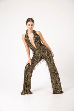 Jumpsuit Birthday Outfit, Jumpsuit Party Outfit, Studio 54 Outfits, Fringe Jumpsuit, Gold Sequin Jumpsuit, Outfit Overall, Evening Party Outfit, 70s Outfit, Silver Jumpsuits