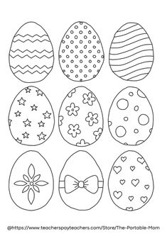 Easter eggs with different designs Eggs Coloring Pages, Easter Egg Pictures, Egg Coloring Pages, Free Easter Coloring Pages