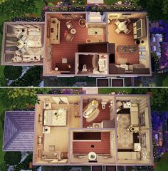 two views of the same house from above