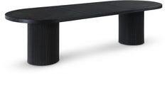 a black table with columns on the top and bottom, in front of a white background