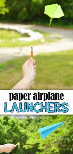 Paper airplane launcher Flight Science Experiments, Paper Airplane Activities For Kids, Paper Airplane Stem Challenge, How To Make A Paper Airplane Launcher, Paper Airplane Launcher Diy, Paper Airplanes How To Make, Paper Plane Launcher, Paper Airplane Game, Paper Airplane Launcher