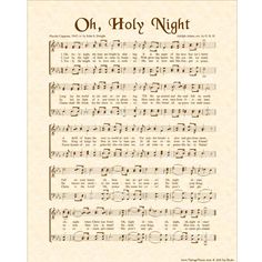 Sheet Music Wall Art, Hymn Print, Hymn Art, Grace Christian, Tin Whistle, Oh Holy Night, O Holy Night, Christmas Napkins