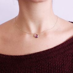 Amethyst necklace in 14K solid rose gold. A dainty natural purple amethyst necklace for women also available in yellow gold or white gold. It is the birthstone of February. The best gift for her. 100% handcrafted with love! D E T A I L S ● Metal: 14K solid gold, 14K white gold or 14K rose gold ● Gemstone: Amethyst, round briolette cut ● Stone Diameter: 10mm (0.4in) ● Length: 39cm (15.5in) to 47cm (18.5) H O W ∙ T O ∙ O R D E R Choose from the drop down menu the available options (Metal-Length) a Gold Gemstone Necklace, February Birthstone Necklace, Best Valentine's Day Gifts, Necklace Purple, Best Gifts For Her, February Birthstone, Amethyst Necklace, February Birth Stone, Purple Amethyst