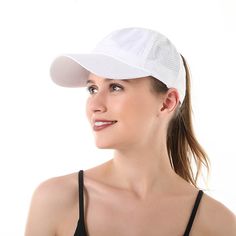 PRICES MAY VARY. 💦【Quick-Drying & Breathable】Women's baseball hat is made of high-quality, skin-friendly, soft, quick-drying polyester fabrics, even if the hat is wet with sweat or light rain, it will dry quickly. Inner sweatband can effectively remove sweat from eyes and face. Unique mesh structure allows for moisture and heat to easily escape these caps, which not only keeps your cool, but you’ll also stay dry. 💦【Style】This ponytail baseball cap is designed to fit most women, designed with n Breathable Visor Baseball Cap For Summer, Breathable Snapback Hat For Summer Sports, Breathable Baseball Cap For Beach, Breathable Snapback Hat For Sports In Summer, White Breathable Baseball Cap For Outdoor Activities, Breathable Summer Visor Baseball Cap, Summer Breathable Visor Baseball Cap, Breathable Beach Baseball Cap, Breathable Curved Brim Baseball Cap For Summer