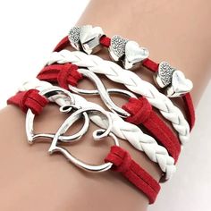 Boho-Chic Pu Leather Bracelet With Infinity & Double Heart Design: Colorful, Versatile Accessory For Daily Wear Or Party Express Eternal Love Vintage Boho Y2k Jewelry, Woven Bracelets, Wrist Cuffs, Vintage Heart, Charm Bangle, Hand Jewelry, Pink Bracelet, Braided Bracelets, Cuff Bangles