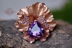 Material: Available in silver with gold plate, 8k, 10k, 14k, or 18k solid gold, with options in yellow, rose, or white gold to suit your personal style. For gold, please inbox us. Gemstone: A vibrant amethyst, known for its rich purple hue and stunning clarity. Design: Intricate pansy flower motif that exudes elegance and sophistication. Handcrafted: Each ring is meticulously handmade by skilled artisans, ensuring a unique and high-quality piece. Luxury Rose Gold Amethyst Ring, Luxury Rose Gold Amethyst Ring For Anniversary, Elegant Amethyst Ring For A Gift, Elegant Amethyst Ring With Polished Finish, Luxury 14k Gold Amethyst Ring, Heirloom Style Amethyst Ring With Polished Finish, Luxury Amethyst Ring Gift, Gold Amethyst Ring With Polished Finish As Gift, Fine Jewelry Amethyst Ring With Polished Finish As Gift