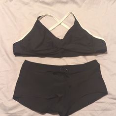 Brand New W/O Tags Bikini Swimsuit Set Women's Size L Boy Bottoms By Snce. Bikini 36 D/Dd With Adjustable Straps On Bra And Back Cross Over Hook Is By Jag Underwire. Colors Are Black With White Trim. Nice, Thick Fabric. I Did Try It On Cause I Wanted To Keep It But It Didn't Fit Sadly... Comes From Smoke Free Home. Discount For Bundles. All Reasonable Offers Considered. Thank You For Visiting. Underwire Swimwear For Summer Workout, Stretch Racerback Swimwear, Halter Neck Swimwear For Workout, Sporty Underwire Swimwear For Workout, T-back Swimwear For Beach Season Workout, Sporty Fitted Swimwear With Underwire, Sporty Fitted Underwire Swimwear, Boys Bottoms, Swimsuit Set