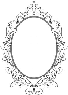 an ornate frame with scrolls and leaves on it, in black and white coloring pages