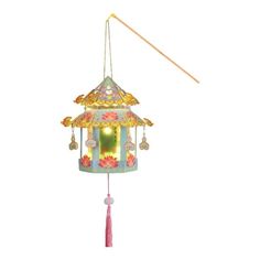 a colorful wind chime hanging from the ceiling