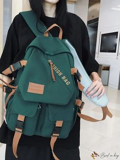 Bird in Bag - Colorful Nylon Backpack (New Style), Minimalist and Vintage Design Trendy Nylon Backpack With Pockets, Trendy Green Backpack For Back To School, Trendy Nylon Backpack For Students, Trendy Nylon Backpack, Trendy Green School Backpack, Versatile Nylon Bag, Trendy Green Student Backpack, Trendy Green Standard Backpack, Trendy Green Backpack For Everyday Use