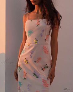 Elluis - Sophisticated Floral Embroidered Camisole Dress - Luxurious Silk Blend with Mesh Detailing Flower Skirt, Camisole Dress, The Flowers, Types Of Collars, Long Skirt, Dress Outfits, Mesh, Silk, Collar