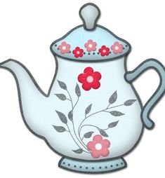 a tea pot with flowers painted on it