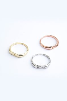 Personalized ring is a unique item for your jewelry collection. It can be customized with initials, letter, symbols, names and phrases. It's tiny and stackable. You can wear it alone or stack with other stackable rings. It is a beautiful gift for your daughter, sister, mother or your friend. It's a perfect birthday, school or college graduation or bridesmaids gift. Sterling silver, Gold filled or Rose gold. Gold Bar Ring, Jewelry Closet, Ring Initial, Gold Schmuck, Handwriting Jewelry, Country Rings, Letter Symbols, Letter Ring, Personalized Ring