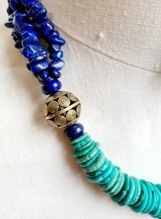 Bohemian Blue Gemstone Jewelry, Bohemian Blue Jewelry With Natural Stones, Blue Lapis Lazuli Jewelry, Southwestern Style Gemstone Jewelry With Round Beads, Bohemian Blue Round Bead Jewelry, Bohemian Lapis Lazuli Beaded Necklace With Gemstones, Blue Bohemian Round Beaded Jewelry, Bohemian Lapis Lazuli Jewelry With Gemstone Beads, Bohemian Jewelry With Natural Lapis Lazuli Stones