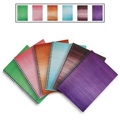 a set of five notebooks with different colors