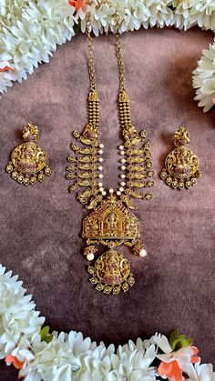 Necklace with earring Kids Wear Boys, Traditional Sarees, Temple Jewellery, Signature Collection, Gold Gold, Gold Material, Kids Wear, Blouse Designs, Designing Women