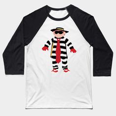 The Hamburglar -- Choose from our vast selection of Baseball T-Shirts to match with your favorite design to make the perfect custom graphic Baseball T-Shirt. Customize your color! Perfect for working out or casual wear for men and women. Short Sleeve T-shirt With Character Print For Sports Events, White Hip Hop Tops With Character Print, Red Graphic Print Jersey T-shirt, Fan Apparel Tops With Character Print For Sports Events, Casual Jersey T-shirt With Custom Print, Black Casual Sublimation T-shirt With Character Print, Casual Black Sublimation T-shirt With Character Print, Crew Neck Tops With Character Print For Sports Events, Hip Hop Cotton Tops With Character Print