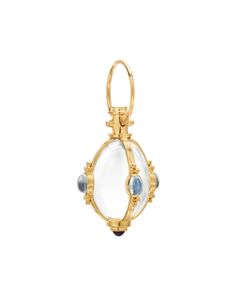 Temple St. Clair 18K Yellow Gold Classic Cabochon Amulet with Oval Rock Crystal, Royal Blue Moonstone and Tanzanite Tanzanite Jewelry, Blue Moonstone, Rock Crystal, Moonstone, Royal Blue, Temple, Jewelry Accessories, Fine Jewelry, Yellow Gold