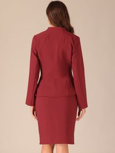 Shop Allegra K for 2pc business collarless blazer and formal pencil skirt suit sets you are looking for, get more women's sets for yourelf. Order now! Free Returns! Formal Pencil Skirt, Pencil Skirt Suit, Collarless Blazer, Womens Office, Peplum Blazer, Skirt Suit Set, Knee Sleeves, Blazer And Skirt, Knit Blazer