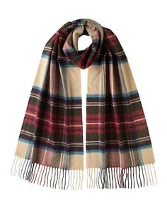 Johnstons of Elgin Classic Cashmere Wide Tartan Scarf Crafted in Scotland using premium cashmere yarns, the Johnstons of Elgin cashmere tartan scarf celebrates both Scottish heritage and Scottish craftsmanship. This oversized cashmere plaid scarf features an enlarged check design, in addition to being larger than the traditional scarf. This cashmere plaid scarf is offered in an assortment of popular, authentic patterns. Johnstons controls every stage in cashmere production—from goat to finishing Spring Loungewear, Cashmere Loungewear, Royal Stewart Tartan, Stewart Tartan, Cashmere Socks, Tartan Scarf, Cashmere Accessories, Cashmere Yarn, Tartan Dress