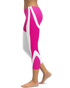 If you want to stand out in the gym, yoga or out and about and during the summer, winter, fall or spring than these Pink Honeycomb Carbon White Capris will do the trick. It's almost as if white background makes the color pink stand out even more. 100 Squats, White Capris, The Color Pink, Soft Leggings, Squat Proof, Gym Yoga, In The Gym, Summer Winter, Honeycomb