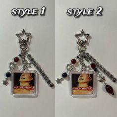 two pictures of the same pair of earrings