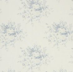 a white and blue wallpaper with flowers on it