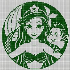 a cross stitch pattern with a woman in green