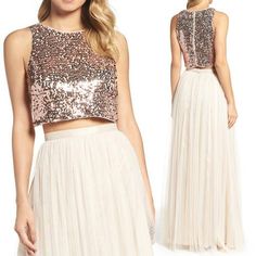 MACloth Two Piece Sequin Bridesmaid Dress Rose Gold Prom Formal Gown Rose Gold Prom, Sequin Bridesmaid Dress, Dress Rose Gold, Sweet Sixteen Dresses, Gold Prom, Sequin Bridesmaid, Sequin Bridesmaid Dresses, Prom Formal, Formal Gown