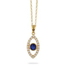 The sapphire & diamond evil eye charm is a piece of jewelry that adds both elegance and spiritual protection to your every day. With a brilliant sapphire gemstone and shimmering diamonds forming the iconic evil eye symbol, this charm is a beautiful accessory with a meaningful twist.DETAILS:Metal: 18 Karat Yellow GoldStones: Natural Round Sapphire and DiamondsTotal Carat Weight: 0.55 Carats Luxury Diamond Jewelry With Evil Eye Detail, Diamond Evil Eye Jewelry In Yellow Gold, Yellow Gold Diamond Evil Eye Jewelry, Yellow Gold Diamond Jewelry With Evil Eye, Sapphire Jewelry With Pave Setting Gift, Blue Diamond Evil Eye Jewelry, Cubic Zirconia Evil Eye Jewelry, Evil Eye Cubic Zirconia Jewelry, Elegant Cubic Zirconia Evil Eye Necklaces