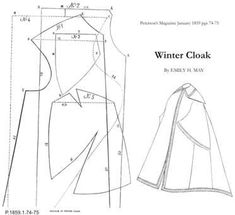 the front and back view of a women's jacket pattern, with measurements for it