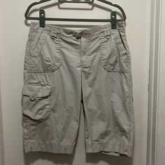 Long Khaki Cargo Shorts; Great For Hiking Size 10 See Photos For Signs Of Wear As There Are 2 Slight Stains Near Bottom Of Each Leg. Never Worn! Questions? Leave A Comment Below! Spring Pants For Outdoor Activities, Short Length, Short Pants For Outdoor Activities In Spring, Casual Short Capris With Pockets, Casual Short Length Capris With Pockets, Casual Short-length Capris With Pockets, Casual Capris With Built-in Shorts, Casual Cotton Capris, Casual Cotton Short Capris, Casual Cotton Short-length Capris