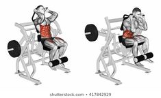 an image of a man doing squats on a bench with weights in front and behind him