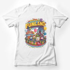 Colorful Funland Cartoon Theme Park T-Shirt, Unisex Graphic Tee, Amusement Park Design, Casual Wear, Gift for Theme Park Lovers Female T-Shirt Custom graphic T-Shirt.Customize your color Themed Multicolor T-shirt With Letter Print, White Themed T-shirt With Cartoon Print, Themed Sublimation Print Short Sleeve T-shirt, Themed Short Sleeve T-shirt With Cartoon Print, Themed Pre-shrunk Short Sleeve T-shirt, Themed Short Sleeve Pre-shrunk T-shirt, Themed Cartoon Print Crew Neck T-shirt, Themed Crew Neck Shirt With Sublimation Print, Pre-shrunk Themed Multicolor T-shirt