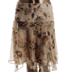 Lauren Ralph Lauren. Chiffon Tiered Skirt, Lined. Romantic Floral Print. 25" Length. Size Zipper. Georgette Skirt, Womens Denim Skirts, Ralph Lauren Skirts, Knit Maxi Skirt, Grey Pencil Skirt, Floral Print Skirt, Handkerchief Hem, Work Wear Women, Floral Chiffon