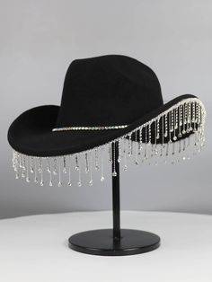 Embellished Cowboy Hat, Fringe Hat, Cowboy Hats Women, Black Cowgirl, Ball Wedding, Tassel Decor, Modern Womens Fashion, Rhinestone Fringe, Looks Country