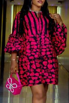 Casual Sweet Daily Mixed Printing Printing Dresses Ankara Shift Dress, Dresses Coats, Daily Dresses, Ankara Short Gown Styles, Short African Dresses, African Fashion Modern, Short Gowns, Design Dresses, African Print Dresses