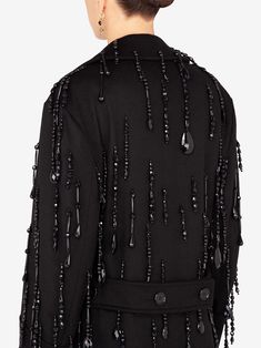 Dolce & Gabbana bead-embellished double-breasted Coat - Farfetch Chic Embellished Outerwear For Fall, Elegant Embellished Fall Outerwear, Luxury Embellished Winter Outerwear, Chic Embellished Formal Outerwear, Luxury Double-breasted Outerwear For Evening, Luxury Double-breasted Evening Outerwear, Luxury Embellished Evening Outerwear, Chic Embellished Outerwear For Work, Elegant Embellished Black Outerwear