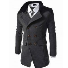 #gri #siyah düğmeli #kaban #japonstyle sizce de şık değilmi işe giderken eve dönerken şık görünün Casual Trench Coat, Mens Wool Coats, Overcoat Men, Mens Fashion Smart, Trench Coat Men, Peacoat Jacket, Long Wool Coat, Long Trench Coat, Fashion Night