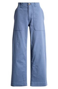 Move stylishly in these casual-cool utility pants crafted from durable twill. Zip fly with button closure Side-seam pockets 82% cotton, 16% viscose, 2% spandex Machine wash, tumble dry Imported