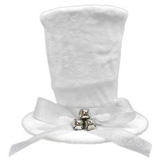 a white hat with silver bells on it